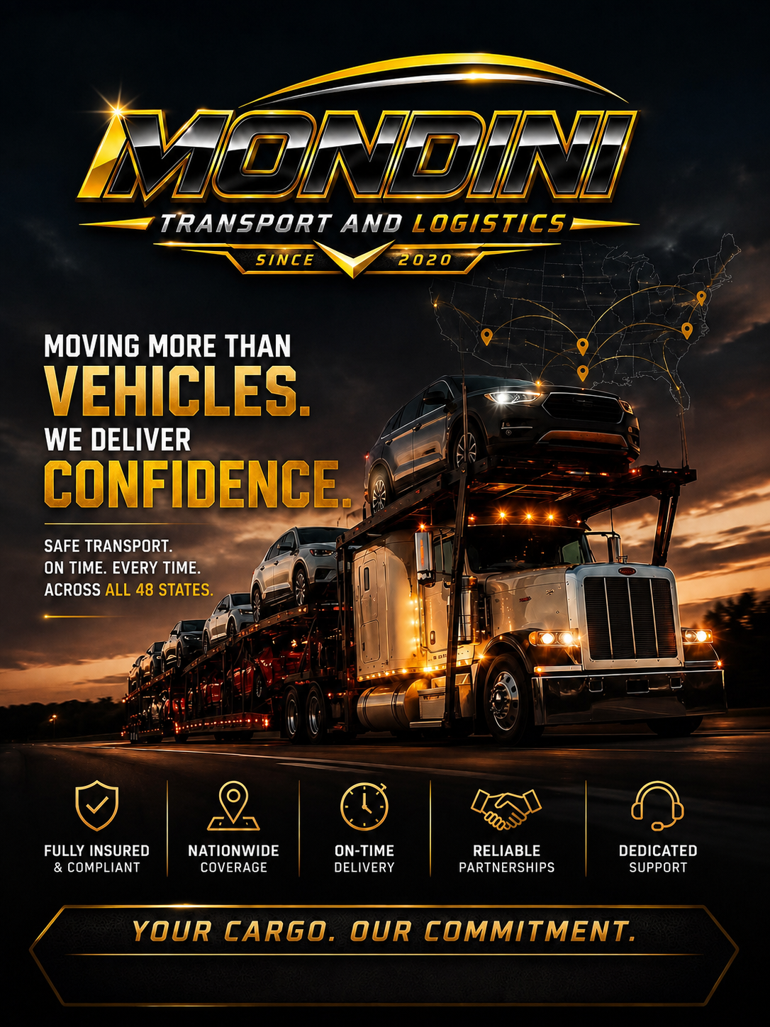Mondini Transport and Logistics nationwide vehicle transport flyer